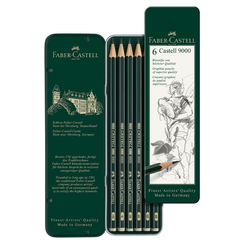 Faber-Castell Castell® 9000 Graphite Pencils - Tin of 6