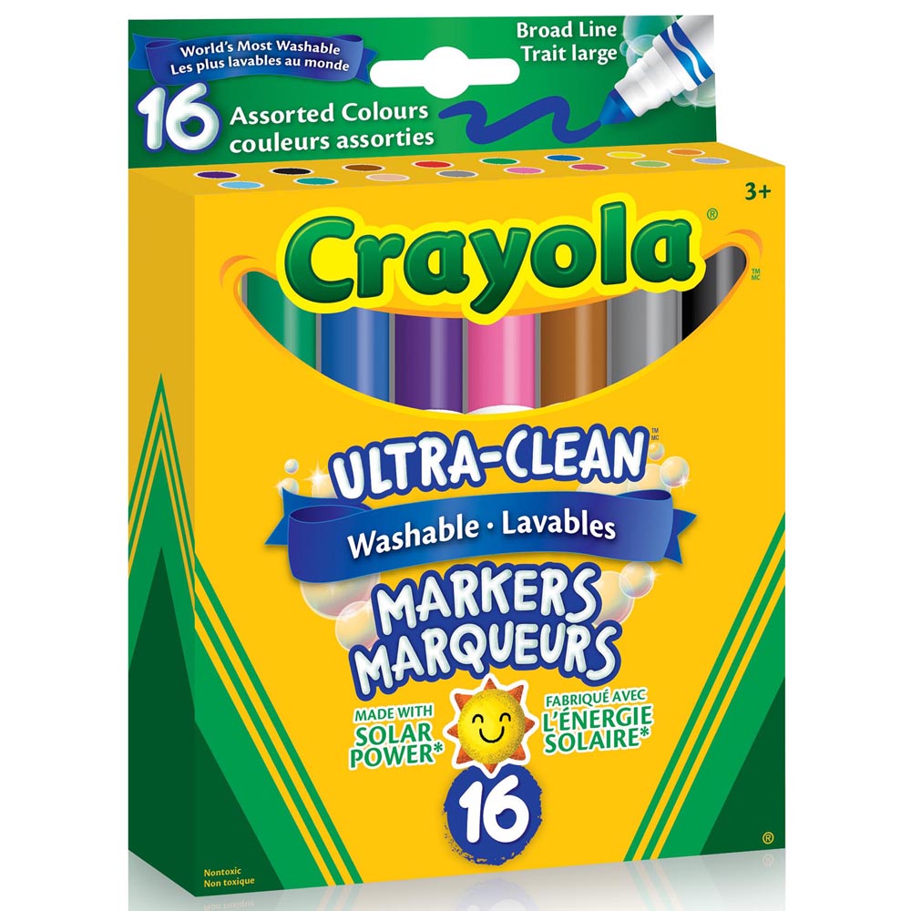 Crayola Ultra-Clean Washable Broad Line Markers, 16 Count