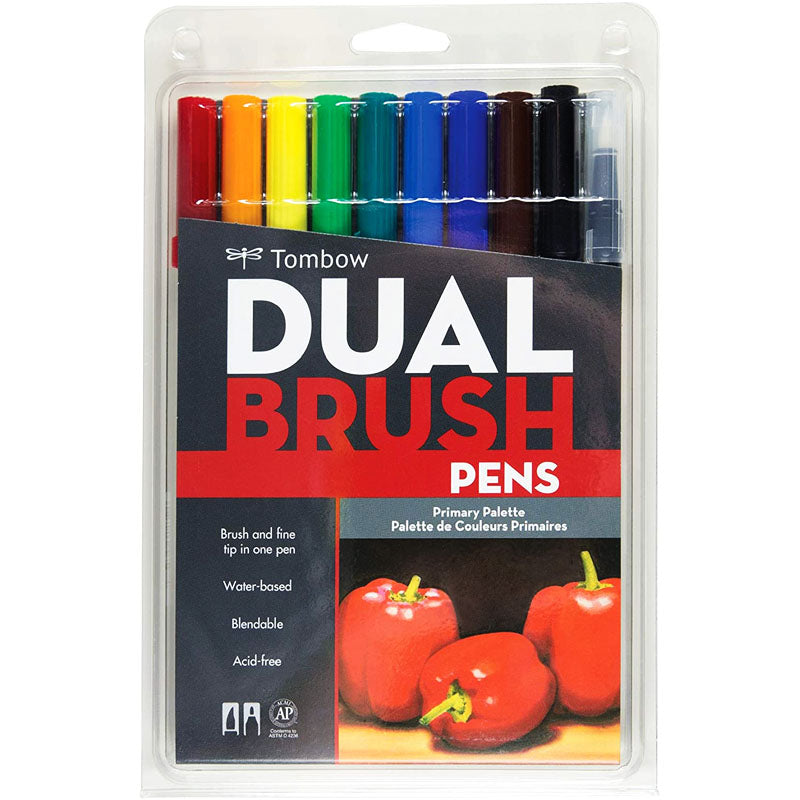 Tombow Dual Brush Pens 10-Pen Primary Set