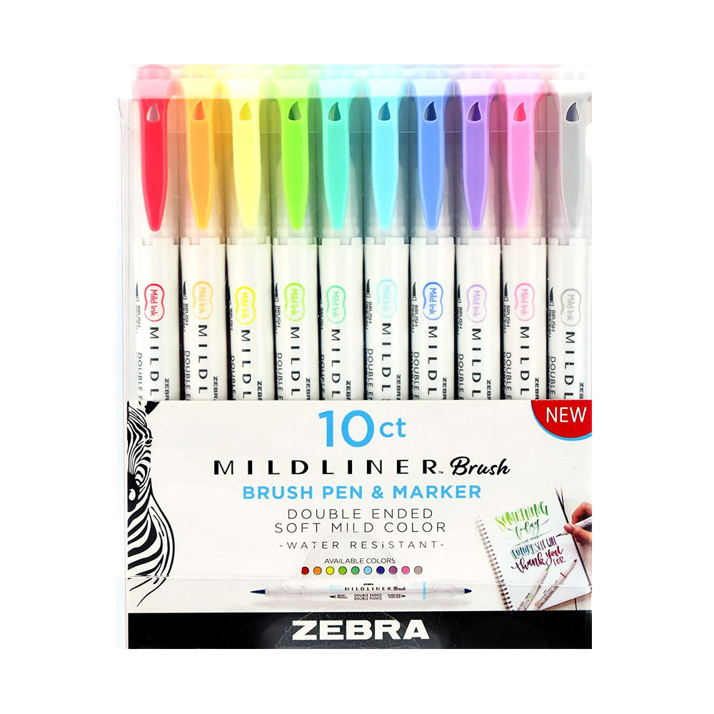 Zebra Mildliner Double-Ended Brush Pen 10-Color Set
