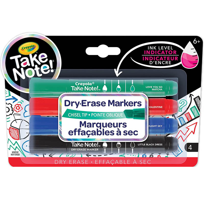 Crayola Chisel Tip Dry-Erase Markers, 4 Count
