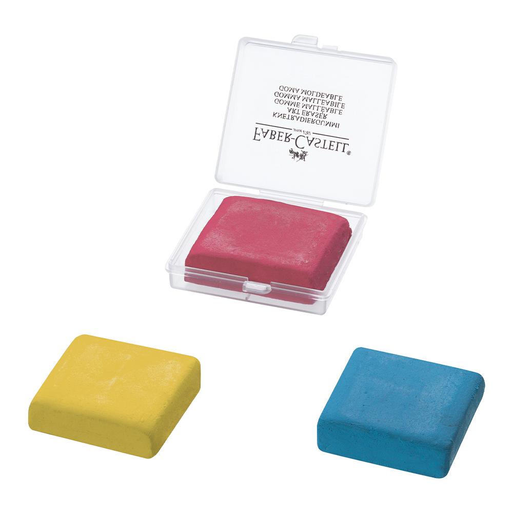 Faber-Castell Kneadable Art Eraser - Colours red, yellow, blue assorted