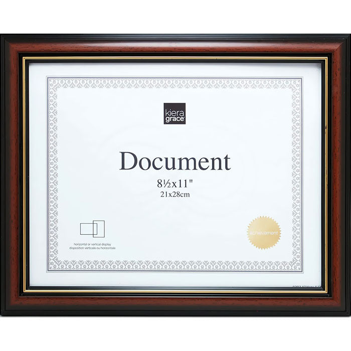 KG Document Frame, Brown with Gold Lining - 8.5