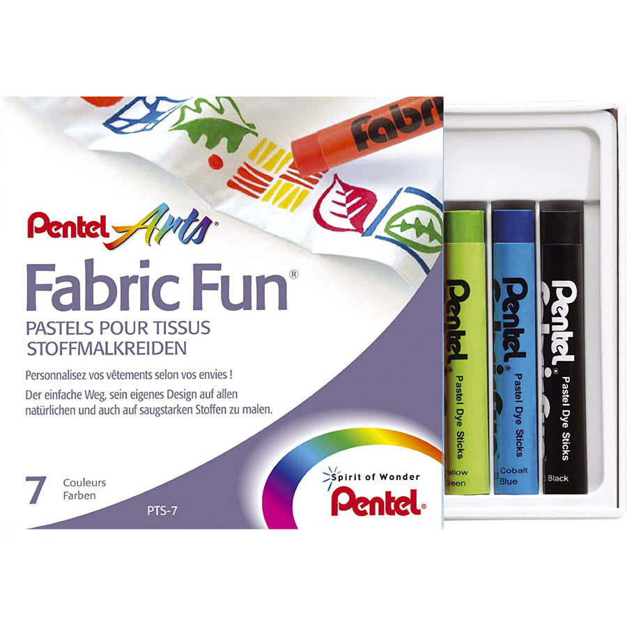 Pentel Arts Fabric Fun Pastels, 7 Color Set