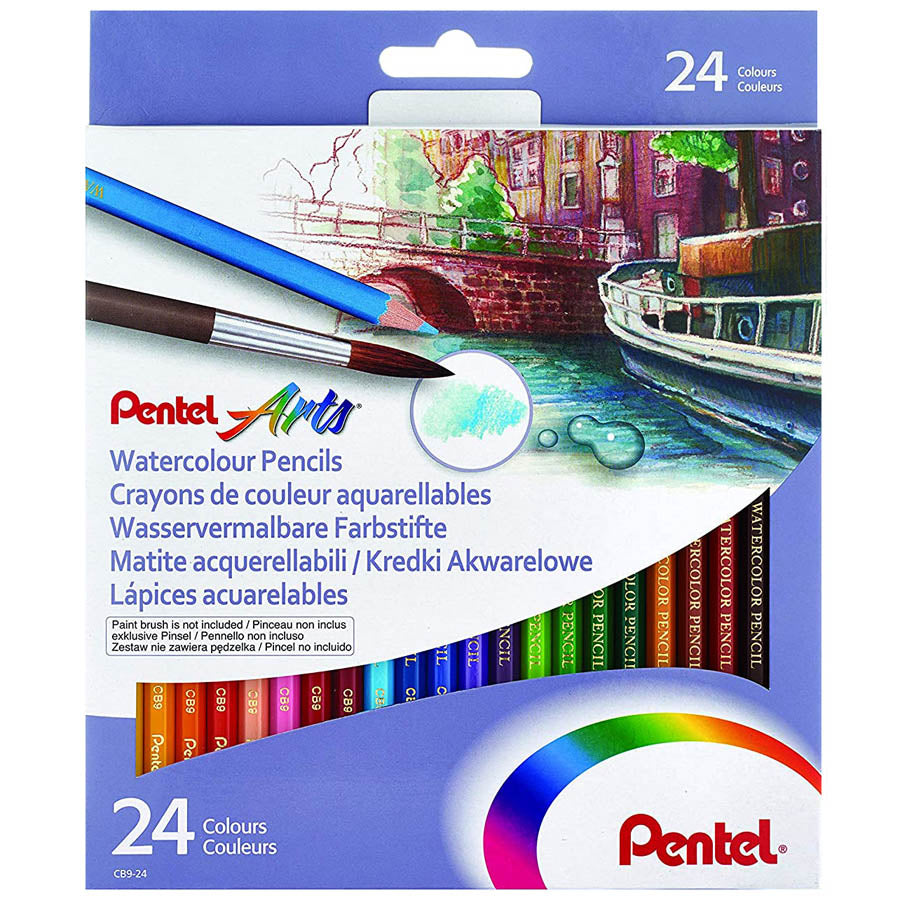 Pentel Arts WaterColour Pencils, 24 Color Set
