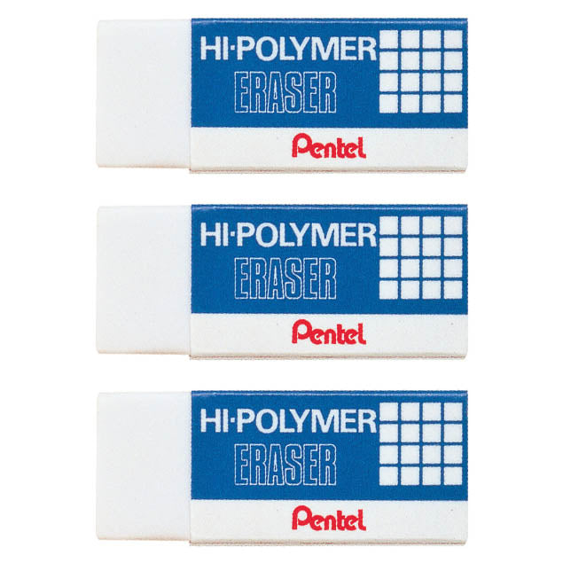 Pentel Hi-Polymer Large White Eraser, 2+1 Bonus Set