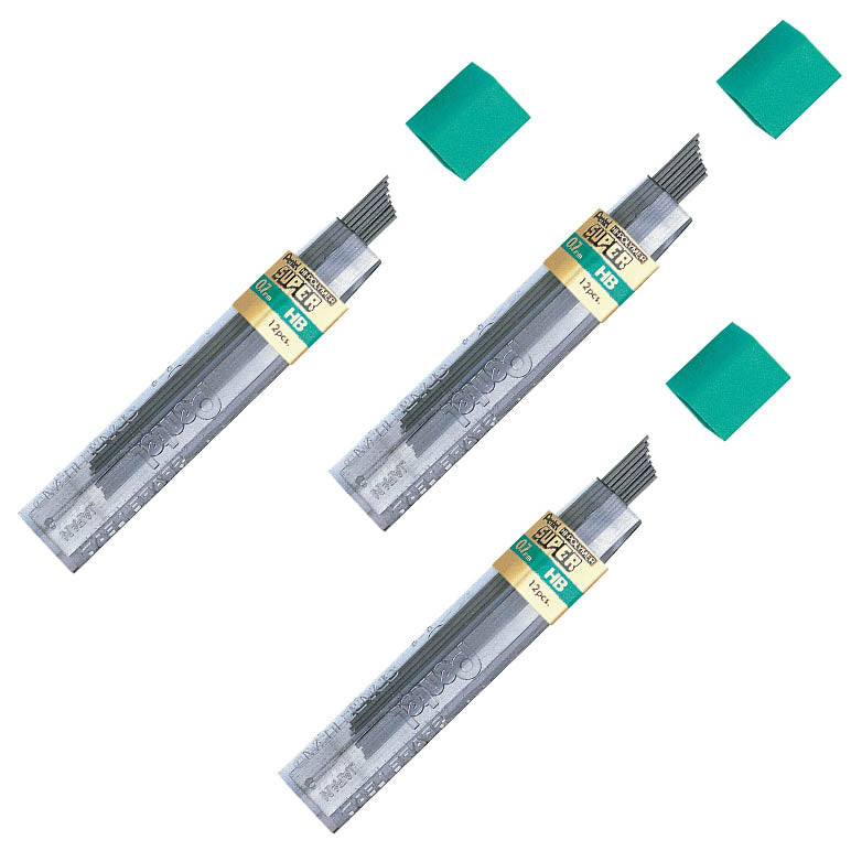 Pentel Hi-Polymer Super Lead Refill (0.7mm), HB, 2+1PC Bonus Pack