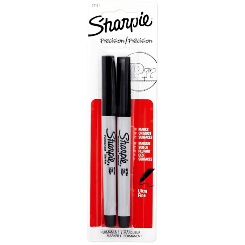 Sharpie Markers, 2-Pen Ultra-Fine Point Black Set