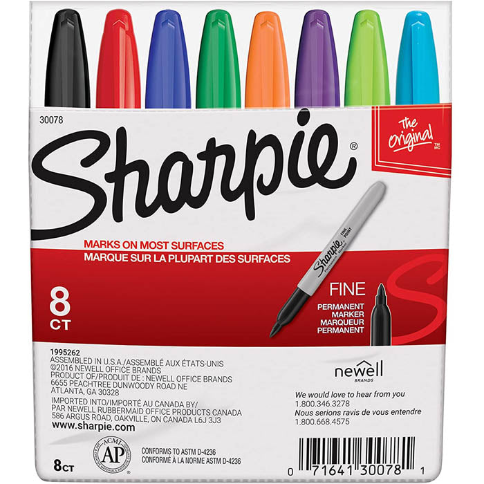 Sharpie Markers, 8-Color Fine Point Set